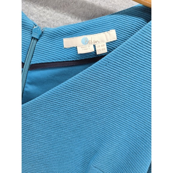 BODEN Margie Ottoman V Neck Dress Teal Blue Womens Size 4 Ribbed Preppy Pencil - Picture 5 of 11